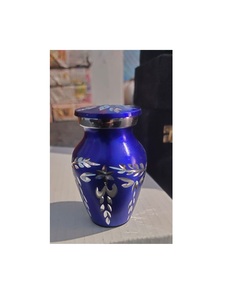 Suministros funerarios de urna de cremación, recuerdo azul de corte de diamante de aluminio, Brassworld, India - Product Image 1