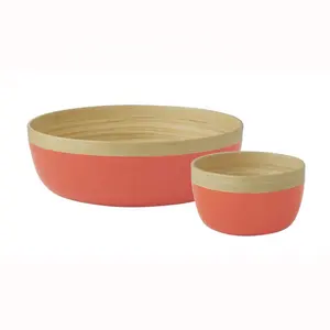 Best Selling Set Bamboo Salad Bowl Handmade Spun Bamboo Fiber Bowl Wholesale