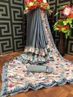 Vêtements de soirée les plus beaux et attrayants Saree imprimé avec chemisier Pièce pour femme indienne Vêtements ethniques en gros à bas prix