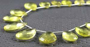 ลูกปัด Briolette รูปทรงลูกแพร์19ชิ้น,อัญมณีควอตซ์สีเหลืองมะนาวธรรมชาติแท้ - Product Image 5