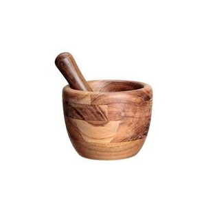 Mortero y pilón de madera de acacia de 5 pulgadas, hecho a mano, para triturar especias y ajo, con tamaño personalizado y precio económico - Product Image 2