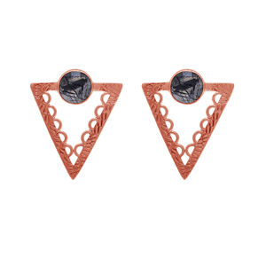 New Design .925 Sterling Silver Gemstone Triangle <b>Stud</b> <b>Earrings</b> <b>Black</b> Rutile Gemstone Jewelry Wholesaler Supplier Casa De Plata - Product Image 3