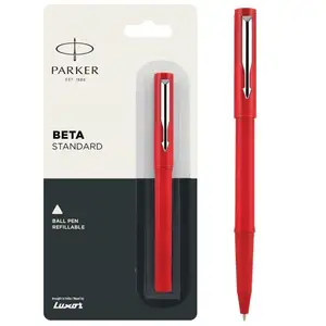 圆珠笔派克测试版标准镀铬装饰红色塑料机身定制标志促销书写圆笔