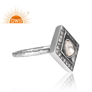 Zirconia Crystal Quartz Gemstone Oxidized Sterling Silver Ethnic <b>Boho</b> <b>Ring</b> Jewelry for Women Gift for Her Vintage Collection - Product Image 3