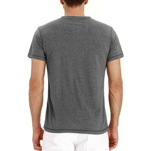 Camisa de punto de Waffle transpirable para hombre, camiseta gruesa personalizada de manga corta con botones Henley, color gris - Product Image 4
