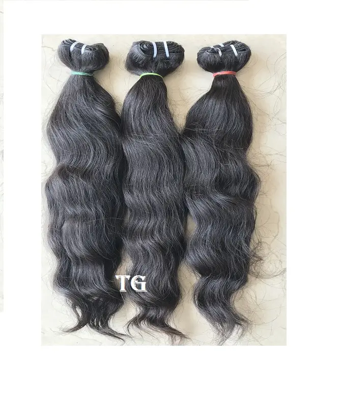 100% raw unprocessed indian temple remy virgin natural wavy human hair extension