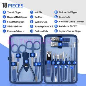 Professional 18 Piece Manicure <b>Set</b> <b>for</b> Women <b>Men</b> Nail Clippers Stainless Steel Manicure Kit Portable Travel <b>Grooming</b> Kit - Product Image 2