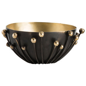 Interior Chapado en oro Exterior Color negro Cuenco decorativo Acero Aluminio Metal Última calidad Tazón de mesa - Product Image 1
