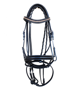 บังเหียนม้าหนังแท้คุณภาพพรีเมียม ย้อมสีแบบดรัมได้ พร้อมสายรัดจมูกบุหนังนุ่ม / อุปกรณ์สำหรับม้า - Product Image 1