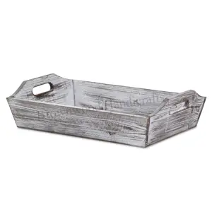 Wholesale Supplier Burnt White Antique Mango Wood Serving Tray for Hotels, Restaurants & Daily Use Serving Tray Wooden