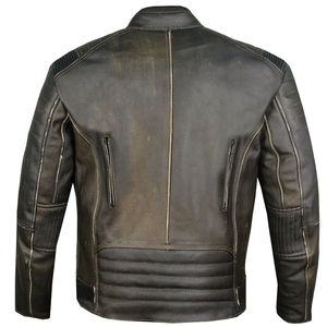 Veste de motard pour hommes, en cuir de vache gris Antique, à fermeture éclair, de haute qualité, disponible en toutes les couleurs - Product Image 4
