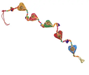 Pompons décoratifs en forme de cœur faits à la main, pièces, perles, tentures murales, vente en gros, style indien