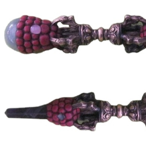 Baguettes tibétaines de guérison Fengshui avec laiton Dorje pour la décoration baguette en pierre de cristal pour le yoga - Product Image 1