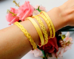Authentic Mexican American Boho <b>Bracelet</b> Gold and Silver Antiqued Thin Wire Cuff Bangle <b>Adjustable</b> Torque Jewelry - Product Image 1
