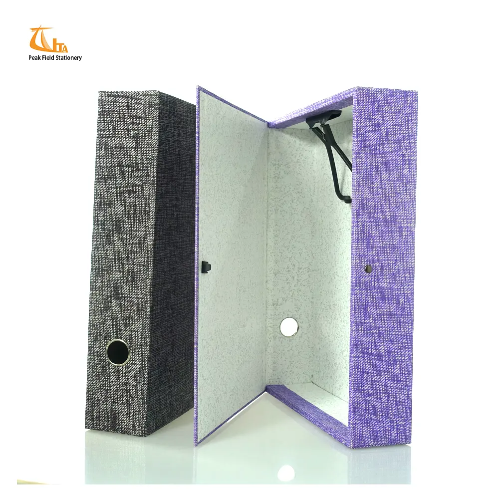 Office Stationery Purple Fabric Ring Binder Document Box File