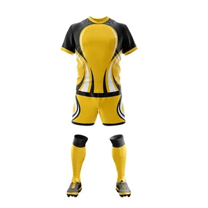 Camiseta de Rugby con pantalones cortos, conjunto de uniforme personalizado de último diseño, grueso y sublimado