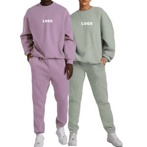 Unisex Custom Logo <b>Jogging</b> <b>Suit</b> 2-Piece Cotton Sweat <b>Suit</b> with Crew Neck Streetwear Style <b>for</b> Men <b>Women</b> Plus Size Available - Product Image 1