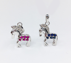Collar de cadena con diseño de caballo, colgante de Plata de Ley 925, chapado en oro, ligero, bajo pedido mínimo, para uso diario - Product Image 1