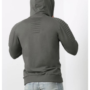 Sweat à capuche zippé imprimé motard pour homme 100% coton Design personnalisé équipe sportive pour l'hiver motif solide - Product Image 3
