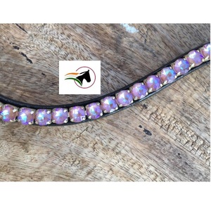 Bandeau de tête de qualité supérieure avec boucle à fixation rapide et bande de bride à boucle et crochets, strass de 8 mm, équipement équestre professionnel en cuir pour courses anglaises - Product Image 3