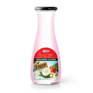 Coconut Supplier 1L Glass Bottle Strawberry Juice Coconut Water