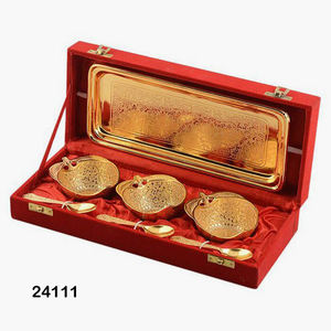 Juego de fruteros secos de latón de dos tonos con cuchara y bandeja - Product Image 6