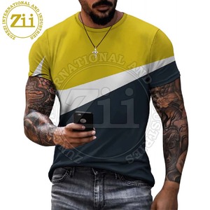 T-shirts pour hommes en polyester/coton, couleur unie, coupe ajustée, manches courtes - Vêtements décontractés d'été écologiques à séchage rapide - Product Image 2