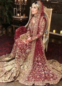 Heavy Indian/Pakistani Long-<b>top</b> gharara dress Embellished in <b>crystal</b> glass beads stone work for Wedding=2020 - Product Image 2