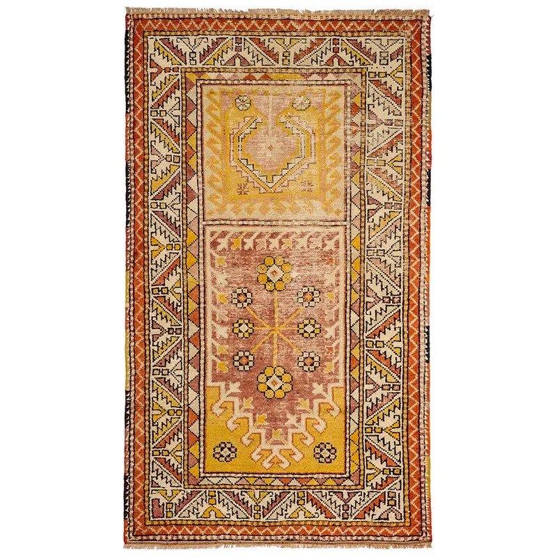 Classic Fashion Geometric Line Array 3 × 6 Vintage Floral Carpet Orange Living Room Rug Traditional Kilim Patterns Yellow Carpet