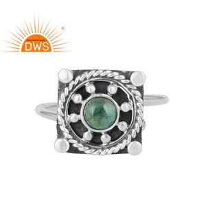 Bague en émeraude verte, vente en gros, design ethnique, argent sterling 925, bague pour femmes, bijoux, collection classique - Product Image 1