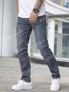 Pantalones vaqueros elásticos para hombre, Jeans de pierna recta para rascar, alta calidad - Product Image 2