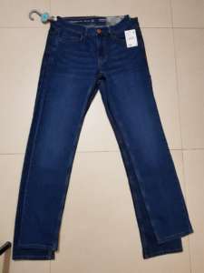 Lote/Excedente de Ropa de Marca para Hombre, Jeans Casuales de Algodón con Spandex Elástico, Teñido Oscuro, Cintura Elástica, Estilo Recto para Trabajo - Product Image 2