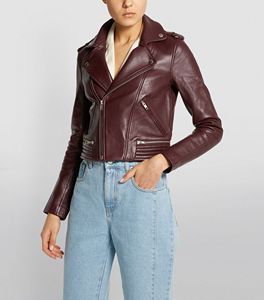 Blouson de motard unisexe en cuir de mouton véritable, marron, fermeture éclair, disponible en toutes les couleurs, fabriqué au Pakistan, hiver 2020 - Product Image 2