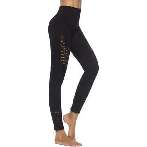 Legging en tricot d'élasthanne/polyester taille haute personnalisable pour femmes avec logo personnalisé - Product Image 5