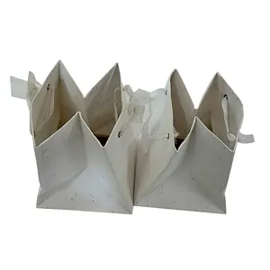 Cheap Small Size Cardboard Rigid Paper Bag with 200 gsm Black Dotted White Color Twisted Handles Kraft Paper Bags Wholesale