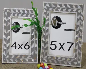 Marco de fotos con Incrustaciones de nácar y resina en forma rectangular para decoración de hogar y oficina de Sambhal - Product Image 1