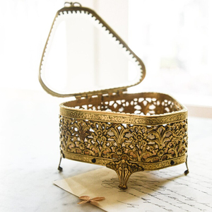 Beautifully Handmade Antique Ormolu Beveled <b>Glass</b> Jewelry Casket, Vintage <b>Glass</b> Display <b>Box</b>, - Product Image 1