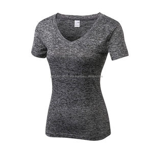 Hottest Custom Style Top Quality Customized Women Summer T-shirts Cotton V neck Cotton <b>Polyester</b> <b>Tshirt</b> - Product Image 1