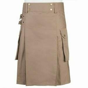 <b>Top</b> Sale Custom Logo Men's Scottish Utility Kilts Stainless Steel Cotton <b>Khaki</b> HARP Fashionable Styles Wholesale Service - Product Image 4