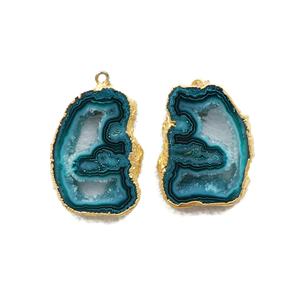 Dernières pièces de bijoux en agate druzy en forme de géode, connecteurs d'oreillettes en laiton plaqué, taille de perle MM, directement du fournisseur - Product Image 1