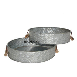 Plat de service en métal fantaisie fait à la main de style indien meilleur plateau de service galvanisé en gros peu coûteux et élégant - Product Image 3