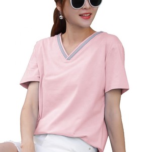 ผู้หญิงผ้าฝ้าย100% เสื้อยืดแฟชั่นฤดูใบไม้ผลิและฤดูร้อนคอ V เสื้อยืด - Product Image 4