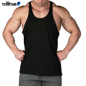 Wholesale Custom Plus Size Gym Vest Cotton Stringer Fitness Singlet <b>Workout</b> <b>Tank</b> <b>Top</b> Knitted with Embroidery Decoration - Product Image 4