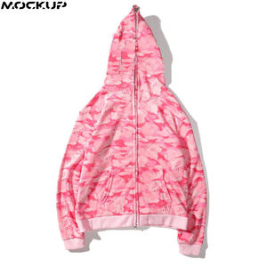 Sweat à capuche en coton pour hommes, design de rue personnalisé, surdimensionné, tout fermeture éclair, blanc, prix de gros, - Product Image 2