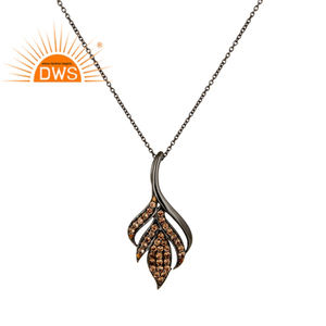 Magnífico Collar de Piedras Preciosas de Espesartita, Rodio Negro, Plata 925, Collar con Colgante de Diseño para Chicas, Proveedor de Joyería - Product Image 1