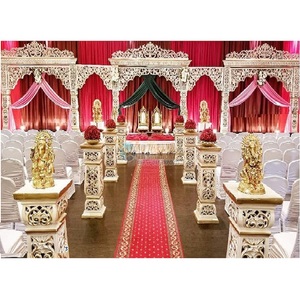 Estilo abierto Bollywood Pilar Boda Mandap Blanco Pulido Estilo abierto Bollywood Mandap en EE. UU. Grand Maharani Boda Mandap Dec - Product Image 1