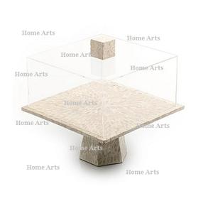 Customized Size Square Shape <b>Cake</b> <b>Stand</b> In Wood And Mother of Pearl Work <b>Cake</b> Server With Acrylic Lid - Product Image 5