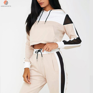 Conjunto Deportivo de Sudadera con Capucha y Bloques de Color para Mujer, con Franja Lateral, Conjunto de 2 Piezas de Manga Larga Tejida - Product Image 3