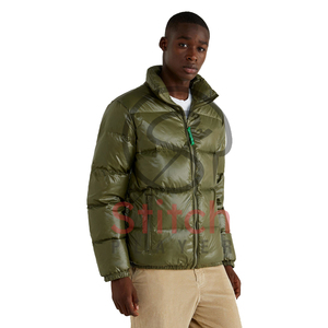 Gran oferta de chaqueta con capucha para hombre para invierno, globo de burbujas azul brillante con tela de lona con cuello levantado - Product Image 4
