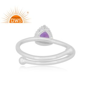 Bague empilable en argent sterling fin avec améthyste naturelle, design triangulaire, pour femme, collection 2026, best-seller, fabricant de bijoux - Product Image 4